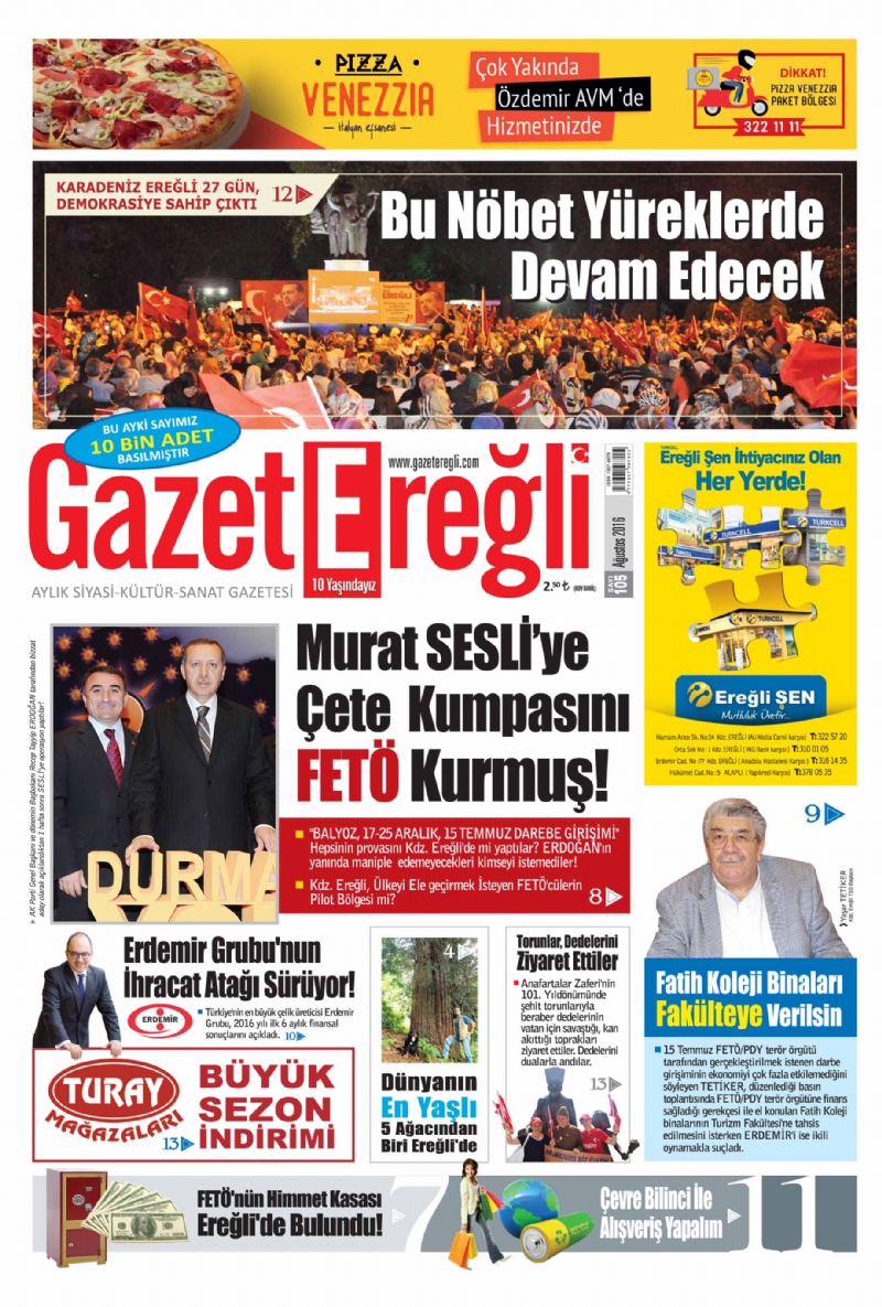 Kurulduğu yıldan bu güne geçen 10 yılık süreç içerisinde Kdz. Ereğli ve Bölgede gazetecilik anlamında farklı bir soluk getiren Gazete Ereğli, gerek yaptığı haberler, gerek verdiği Tarih-Kültür ekleri, gerekse sektörel eklerle ve yüksek tirajları ile  yine sadece ve sadece kendisi ile yarışıyor.  Bu ayki tiraj 10 bin adet!