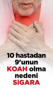 10 hastadan 9'unun KOAH olma nedeni sigara