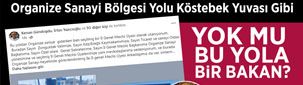 Organize Sanayi Bölgesi Yolu Köstebek Yuvası Gibi; YOKMU BU YOLA BİR BAKAN?
